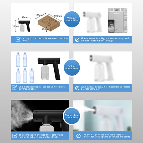 240ml handhållen spraydesinfektionsmaskin kontor svart white