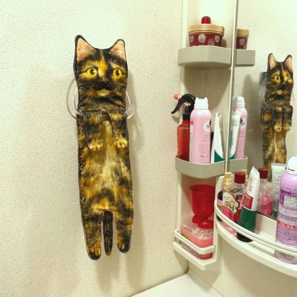 rolig katt handduk kök badrum handduk boll Tabby cat gray cat