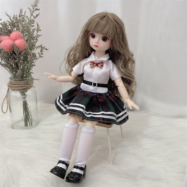30 Cm 1/6 BJD Docka Vinterklänning Set 21 Movable Makeup e Girl A5 A10