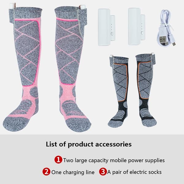 Helfotsvärmestrumpor vinter USB laddning varma bomullstrumpor rosa