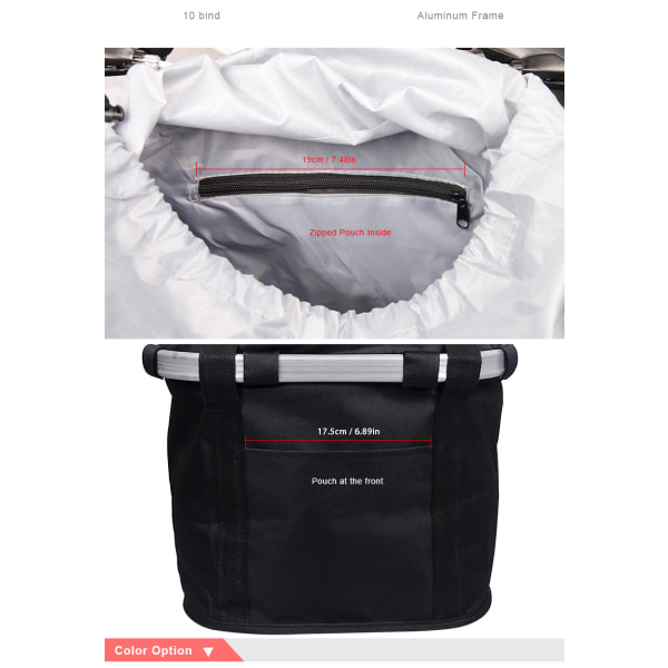 Cykelkorg Främre Bagageväska svart 28*22*25cm gray