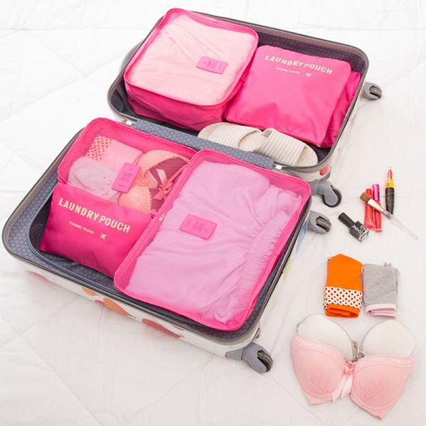 6:a/ set Bagage Organizer Bag Set rosa wine red
