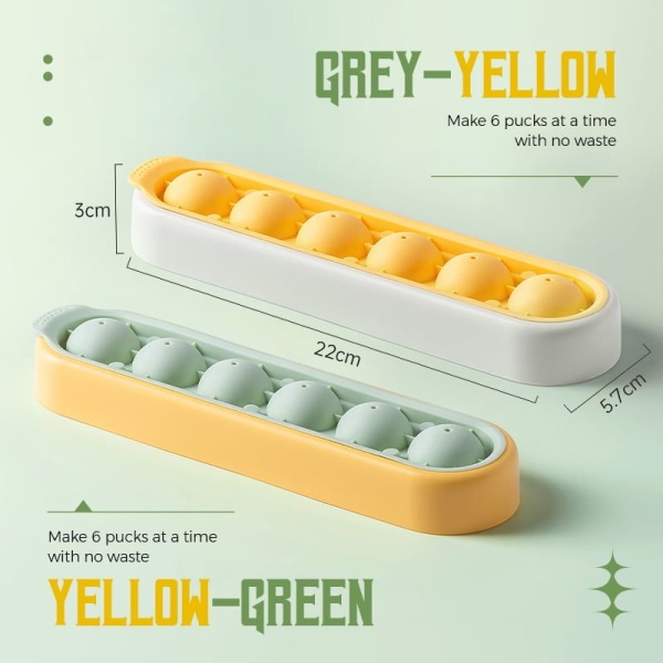 6Balls Silikon Ice Maker Form grå-gul 22*5,7*3cm yellow-green