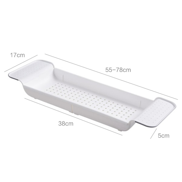 Badkar Hylla Utdragbar Badrum Badkar Bricka Dusch Caddy Badställ svart 55*17*5cm white