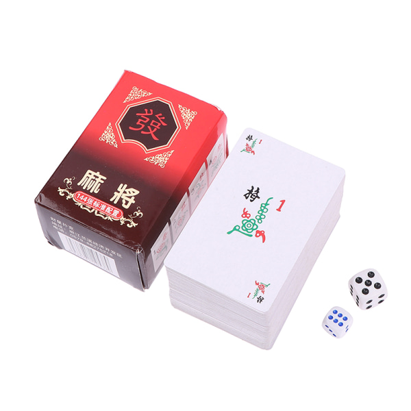 Mahjongspel Set Resande Mahjong 144 kort +2 tärningstavla