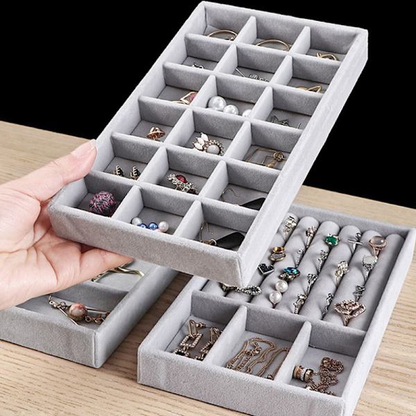 Sammet Box Smycken Förvaring Sammet Box Ring Örhängen Halsband C H