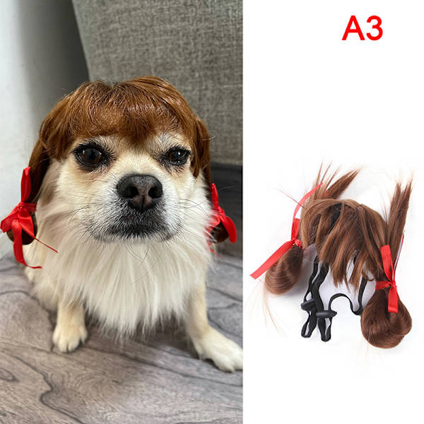 Pet Peruker Explosivt huvud Platt lugg Flätor Katter Hundar Halloween C A4 A3
