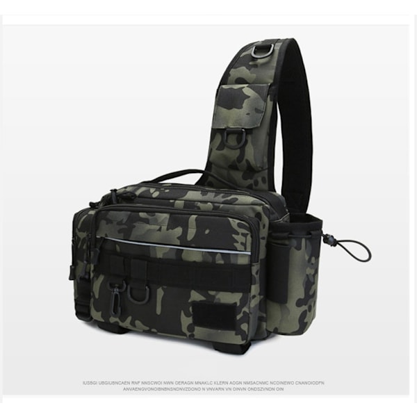 Multifunktionell lutande axelväska för fiske brown desert camo
