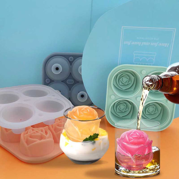 3D Silikon Rose Shape Ice Cube Maker grå