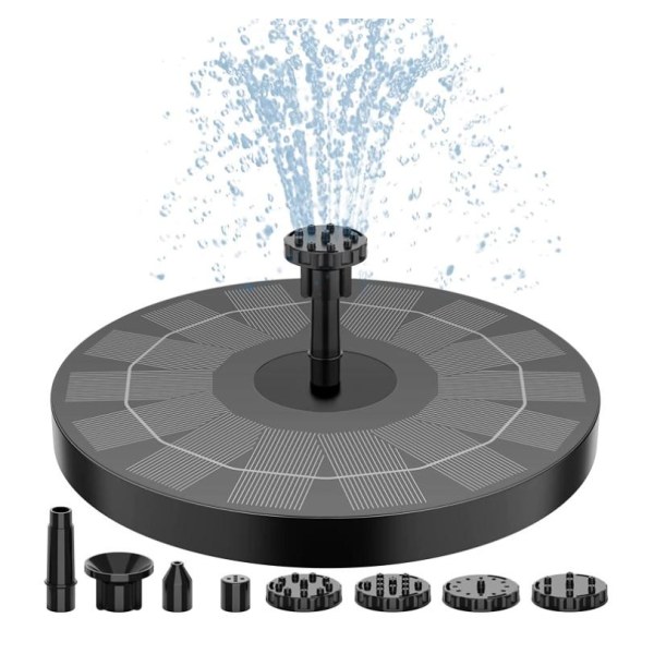 Solfontän Solcellsdriven Fontän vattenfontän / Vattenpump V svart