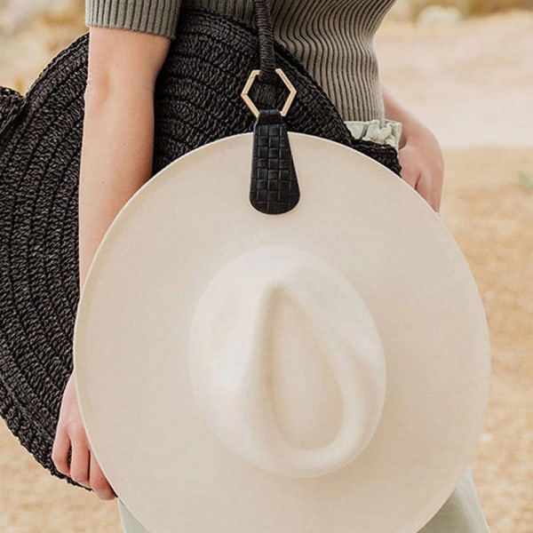 Hattklämma för handväska PU-läder Magnetisk hatthållare för resor Svart Black