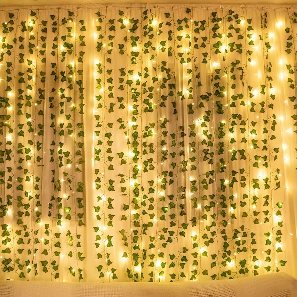 LED Leaf String Lights, tropiska konstgjorda löv vägg