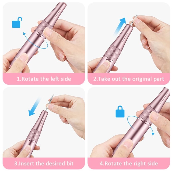 35000prm spikborrmaskin LCD-skärm Uppladdningsbart spikverktyg rosa pink