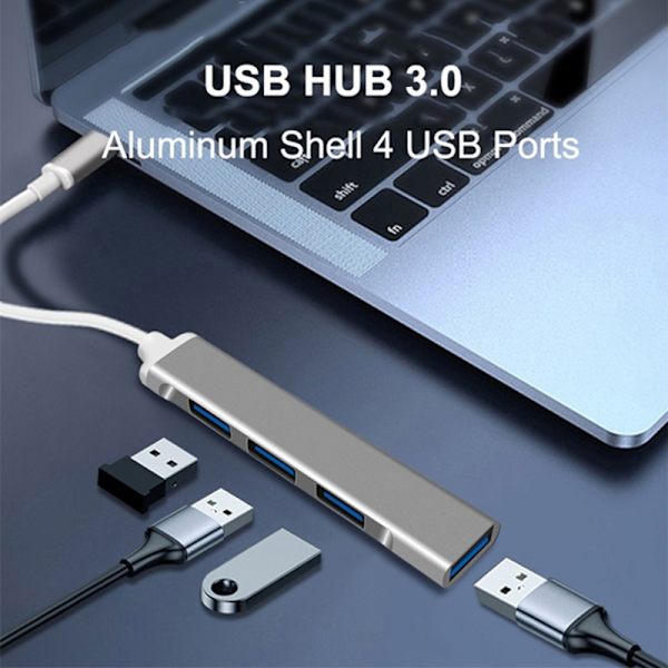 USB C HUB 3.0 Typ C 3.1 4 Port Multi Splitter Adapter Silver
