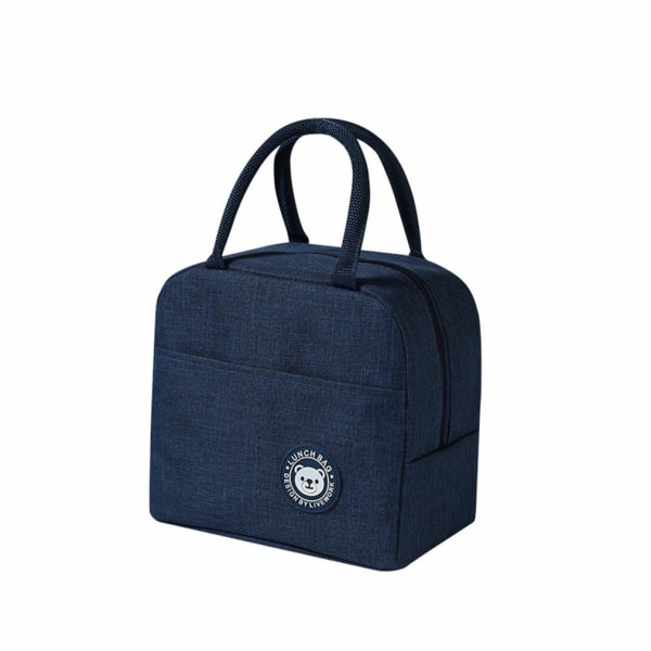 Ny Bärbar Thermal Värmeisolerad Lunchbox kylväska Marinblå Navy blue