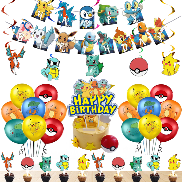 Pokemon Pikachu Kids födelsedagsfest dekoration