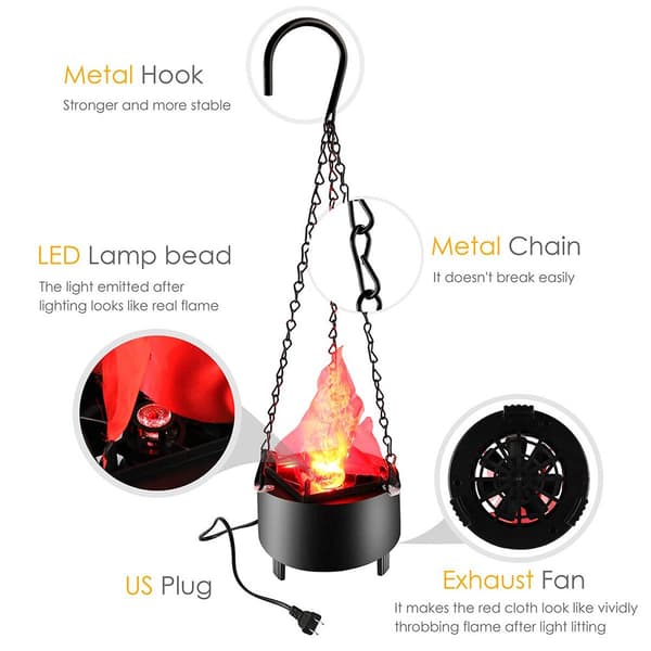 Simulerad 3D Fire Flame Lighting Hängande Fire Pit Lamp röd 2st 2pcs
