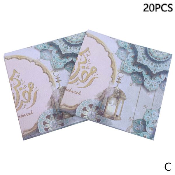20:a/pack Eid Mubarak Ramadan Dekorationspapper Servett Muslim C C