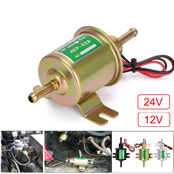 HEP-02A NY UNIVERSAL 12V ELEKTRISK BRÄNSLEPUMP för förgasare Guld 12V Gold 24V