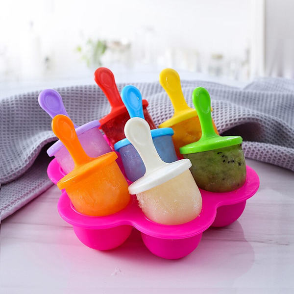 Rainbow Färgglad Glas Silikon Pops Form röd 7hål blue