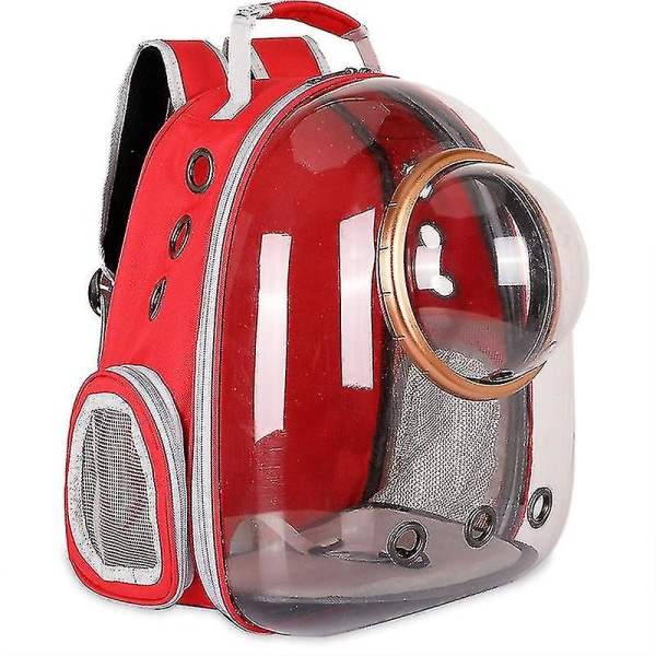 Bärbar väska Transparent Space Kapsel Ryggsäck Katt Ryggsäck Katt Skolväska Stor kapacitet Gtay Red