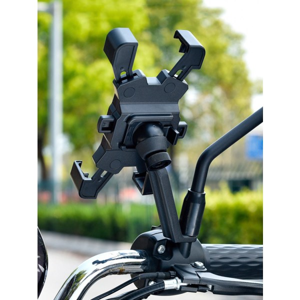 Cykel Motorcykel Mini Navigation Stötsäker telefonhållare röd backspegel red handlebar