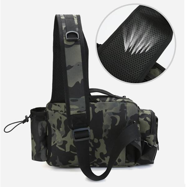 Multifunktionell lutande axelväska för fiske brown desert camo