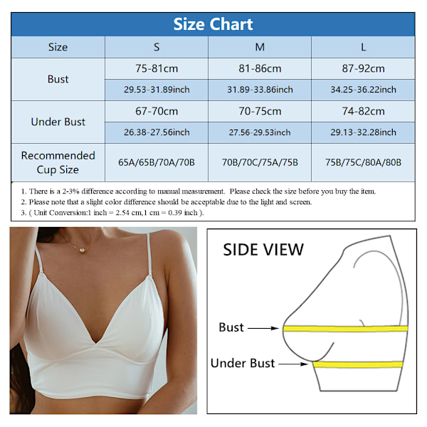 Sexig rygglös BH Bekväma Ice Silk Underkläder Skin-M White-L