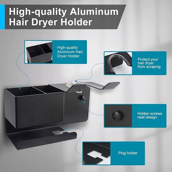 Väggmonterad hårfönhållare metall för Dyson Supersonic