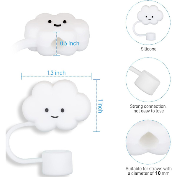5 st Cloud Straw Lock, Söt Silikon Cloud Straw Lock, Straw Protector