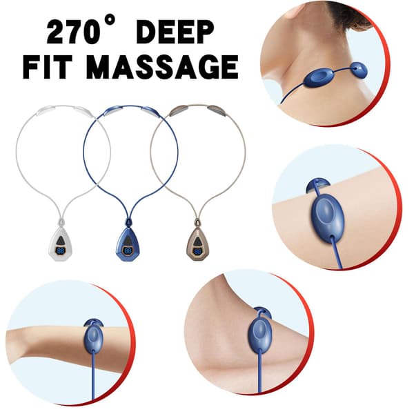 Elektriskt nackmassagehängande massageinstrument bärbart blå white