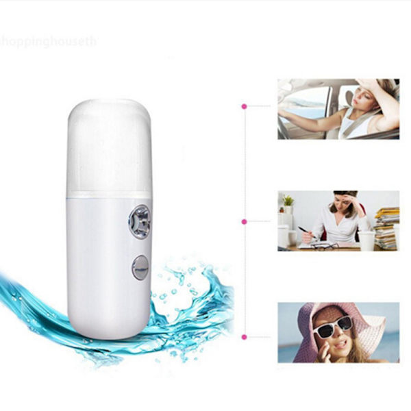 Nano Face Mist Spray Facial Steamer för Hydrating Massager Clea Vit vit