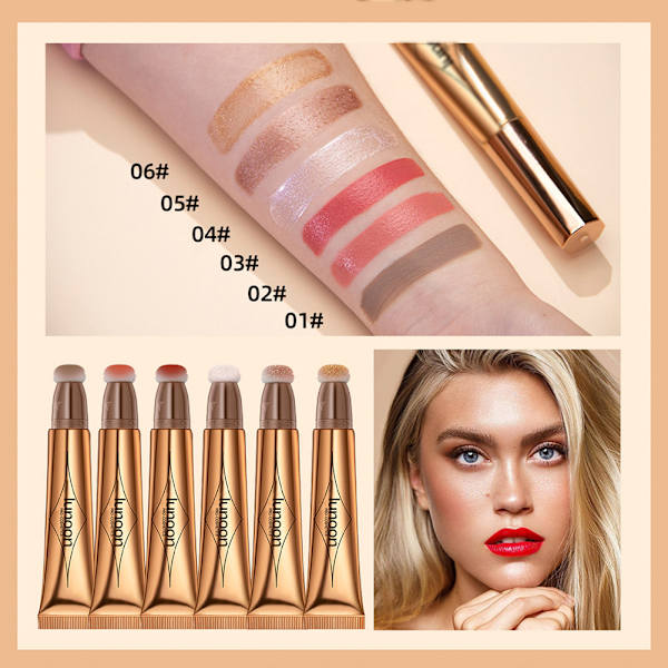 Krämig Contour Stick med Kuddapplikator, Skuggor & Highlighter & Rouge för 3D Ansiktsmakeup #1 (Contouring) #1 (Contouring)