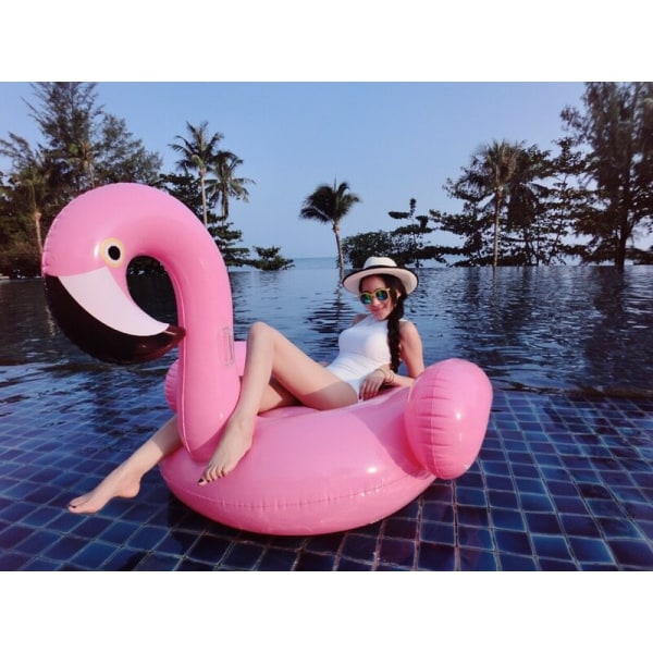 Jätte uppblåsbar Flamingo Pool Float Ride-On Simring roséguld 150*150*85CM rose gold