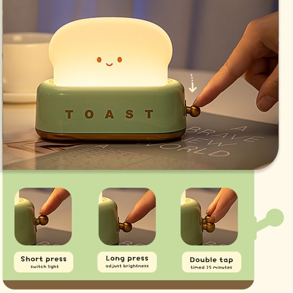 Ladda nattljus Creative Toast Söt atmosfärsljus grön 134*54*98mm green