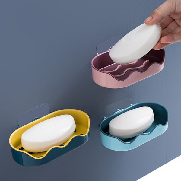 Tvål Skål Badrumstillbehör Dränering Tvål Box blå 14*8*3 cm yellow