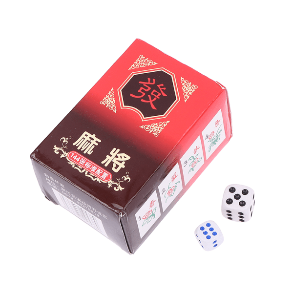 Mahjongspel Set Resande Mahjong 144 kort +2 tärningstavla