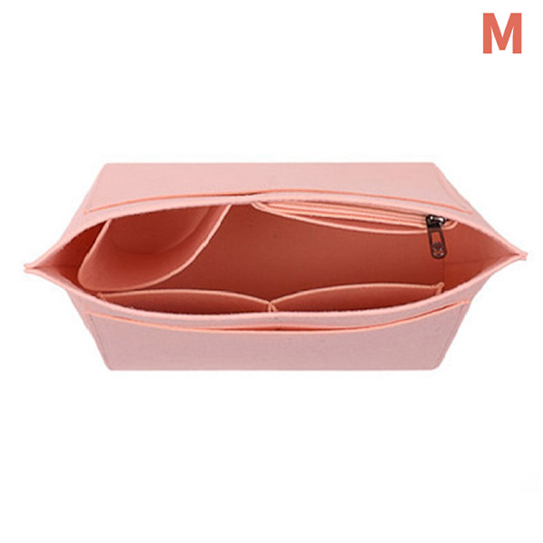 Bärbar insättningsväska för kvinnor Handväska i filttyg Handväska Organizer B Grey M Pink M