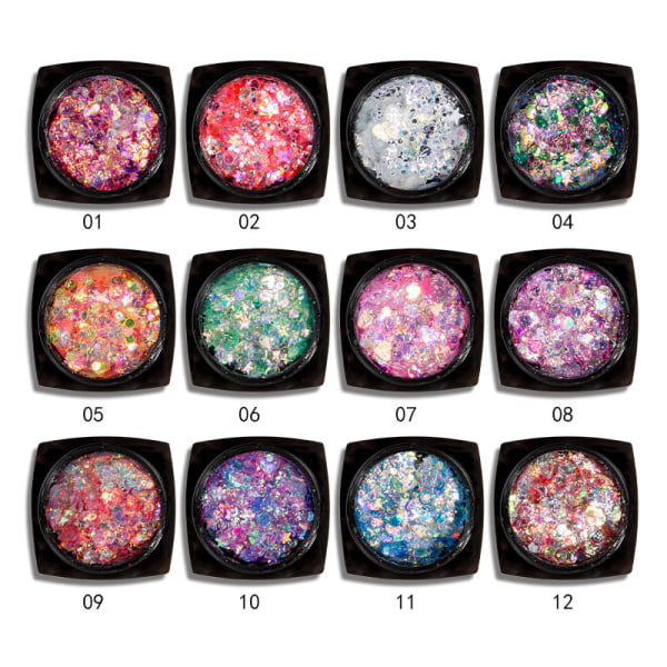 Sequin Star Patch Girl Eye Corner Paljett Makeup Paljett 12 color system