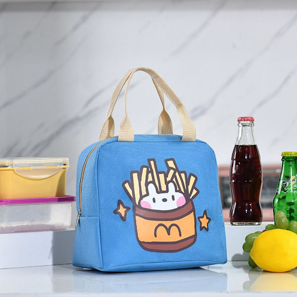 Tecknad Hamburger Hot Dog Milk Lunch Tote Thermal Lunchpåse svart 22*20*14cm yellow