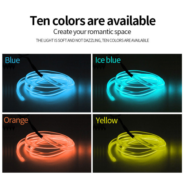 Automobile Atmosphere Lamp LED Strip Dekoration Line Gul Red
