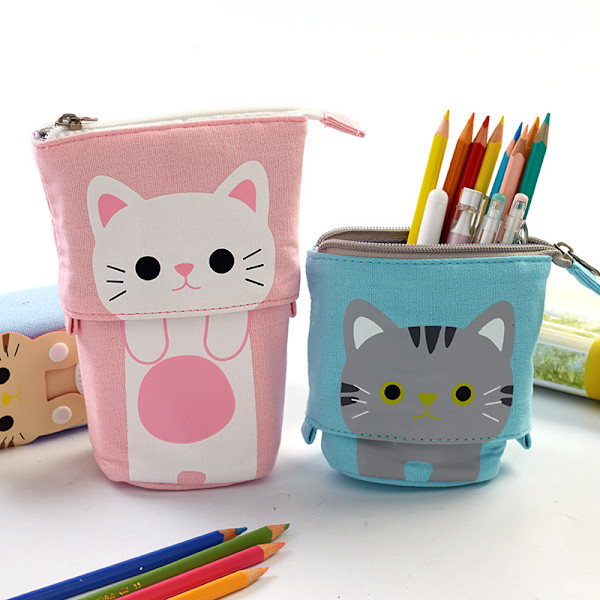 Söt enkel multifunktionell pennhållare case canvas case Cafe Cat 504