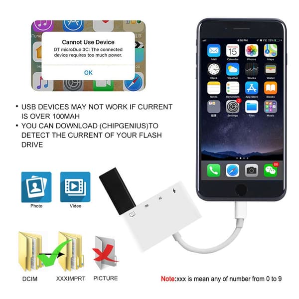 4 i 1 iPhone iPad till USB Kamera Adapter Kit Flash till USB OTG Adapterkabel