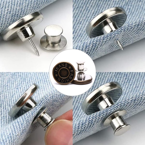 10st Pins för Jeans Instant Jean Button Pins för byxor Byt ut 10st