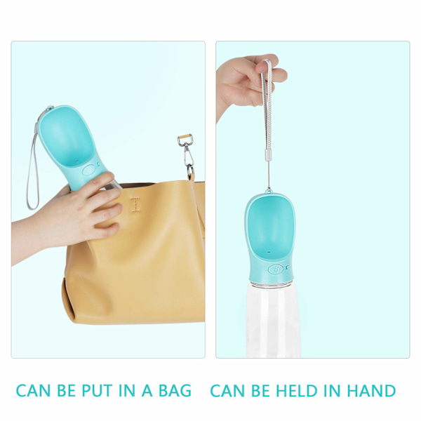 Hundvattenflaska, läcksäker bärbar vattendispenser, 550 ml (blå)