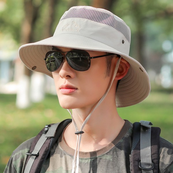 Fiskarhatt för män utomhus fiskehatt mesh andningsbar solhatt Beige Green