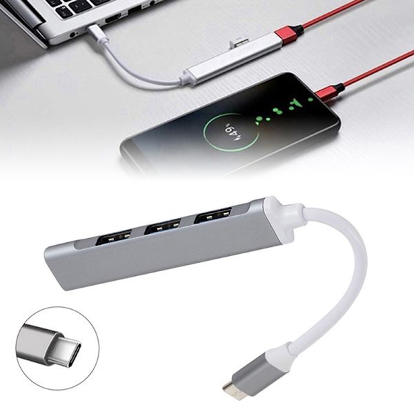 USB C HUB 3.0 Typ C 3.1 4 Port Multi Splitter Adapter Silver
