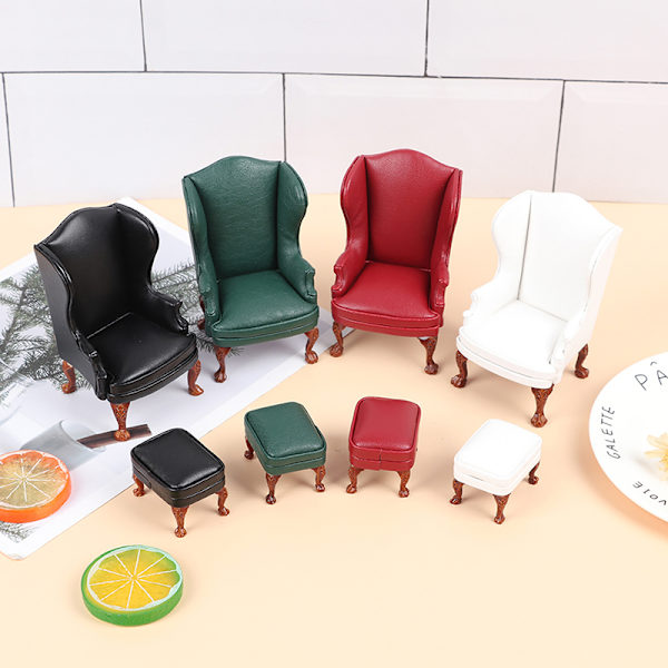 1:12 Dollhouse Mini Möbler Lädersoffa med pedaldocka Red Green