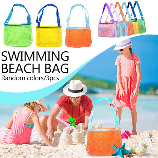 Kids Beach Bag - Mesh Bag Barnleksaker Förvaringsväskor Handdukar Shell Sun