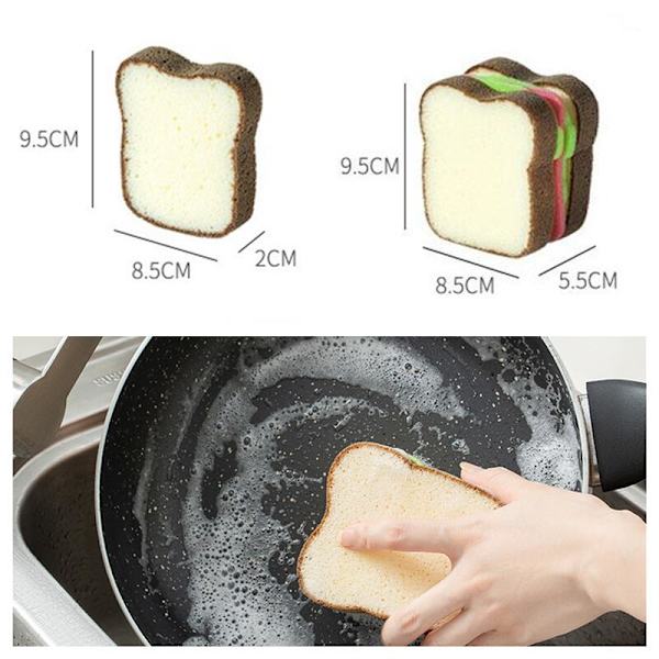 Kreativ rostat brödform tvättskål kökssvamp 4st 2pcs